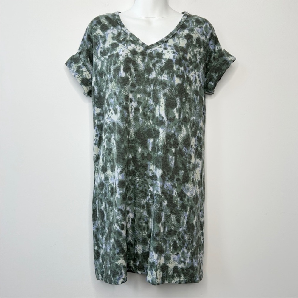 WHITE BIRCH Green Tie Dye Short Sleeve Dress Size Small Comfy Cozy